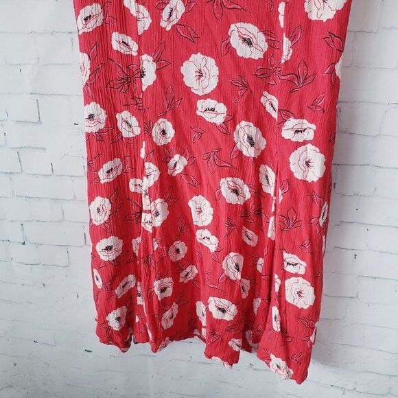 Billabong Skate Day Print Floral Mini Dress Size XS Red Skater V-Neck - Picture 4 of 9